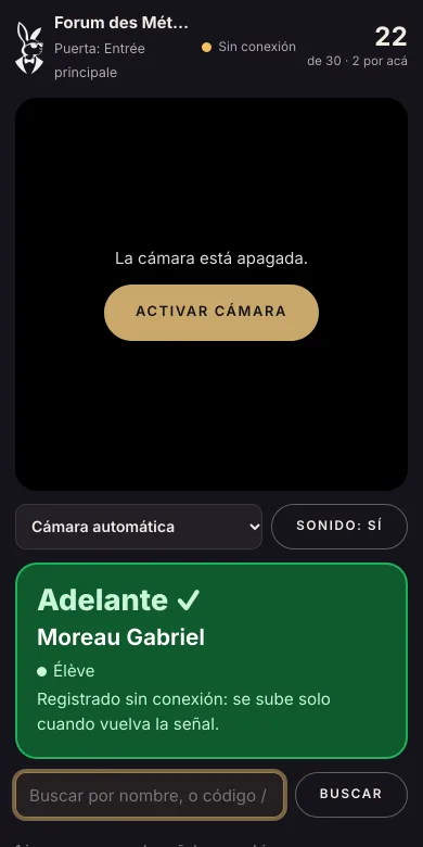 El escáner sin conexión, con un ingreso pendiente de enviar