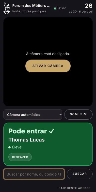 O leitor do Holadoor em um celular: ingresso válido, a pessoa pode entrar